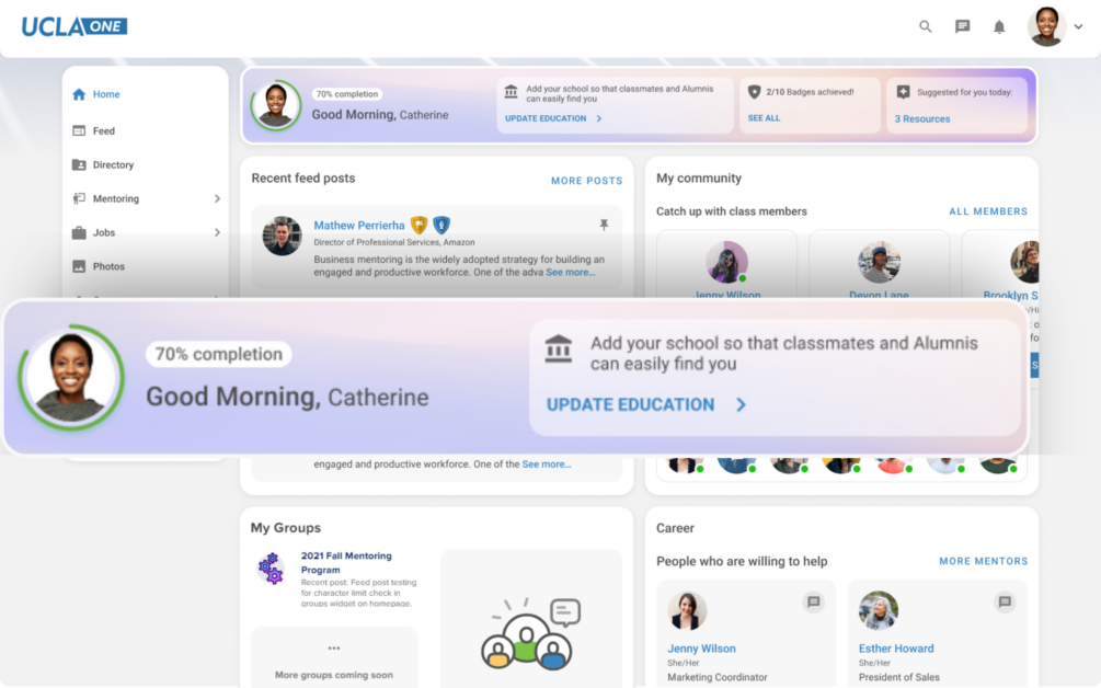 Graduway alumni network homepage