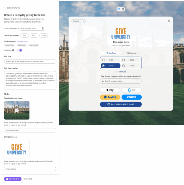 Gravyty online donation forms