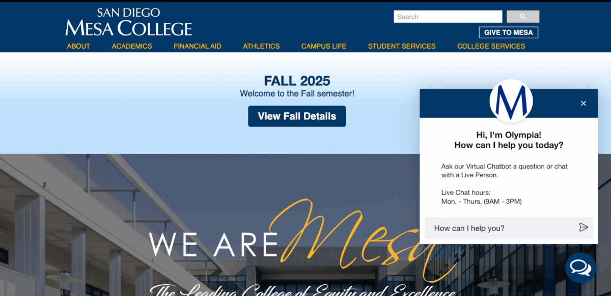 Messa College AI chatbot